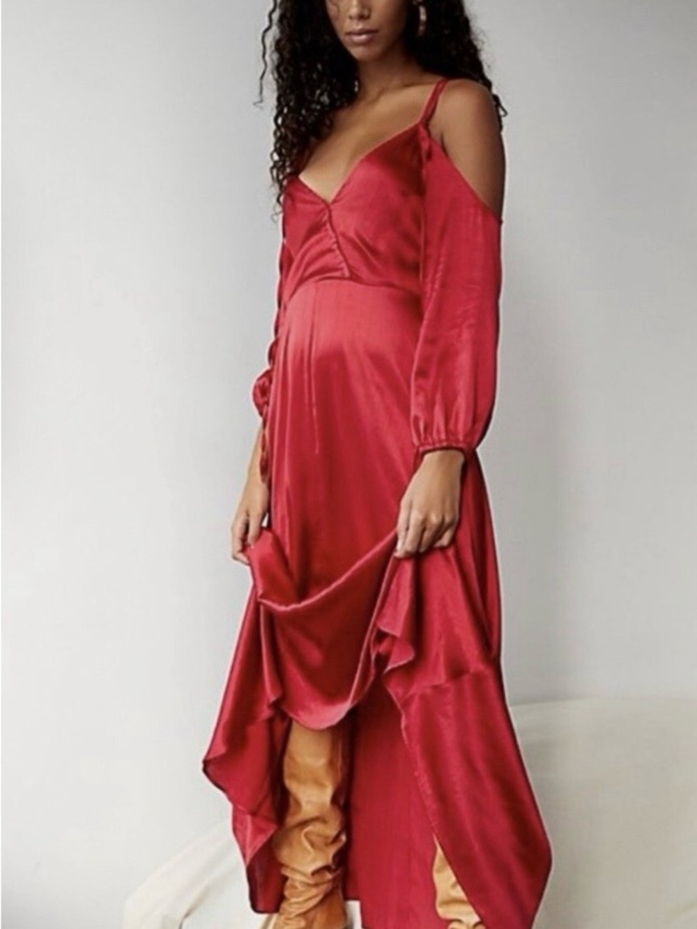 Free People x Brenda Knight Gorgeous Red Flowy & Soft Boho Dress